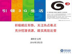 2010年浙江全省網(wǎng)絡(luò)工作會(huì)議發(fā)言材料--湖州移動(dòng)