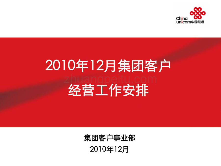 2010年集团客户工作总结与安排--中国联通_第1页