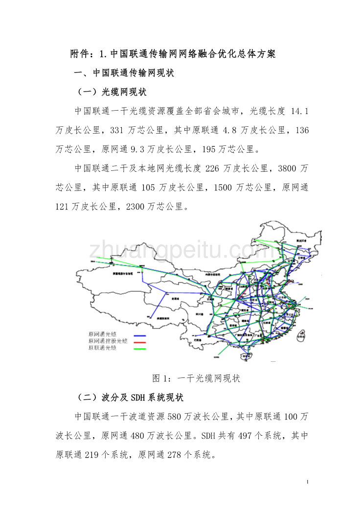 附件：1.中国联通传输网网络融合优化总体方案_第1页
