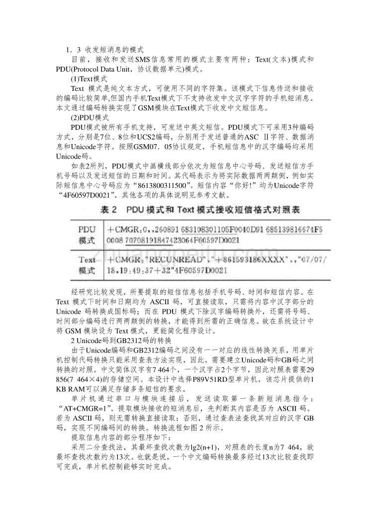 外文翻译--GSM模块收发中文短消息的关键技术_第2页