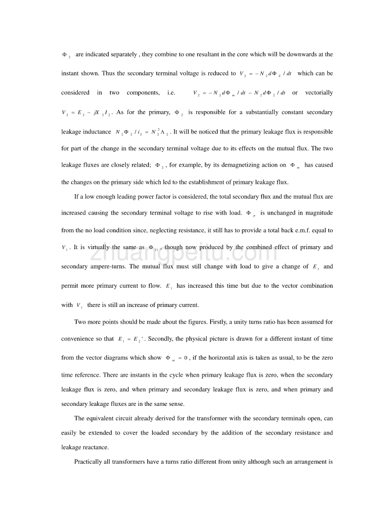外文翻译---负载运行的变压器及直流电机导论负载运行的变压器_第2页