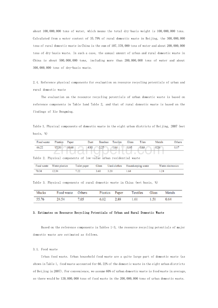资源回收潜力分析研究——基于中国城市和农村生活垃圾的研究外文文献翻译@中英文翻译@外文翻译_第3页