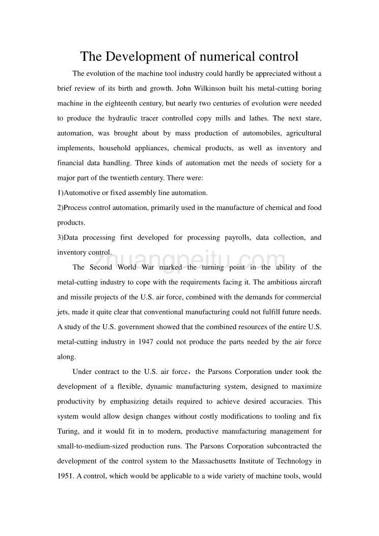 数字控制的发展毕业课程设计外文文献翻译、中英文翻译、外文翻译_第1页