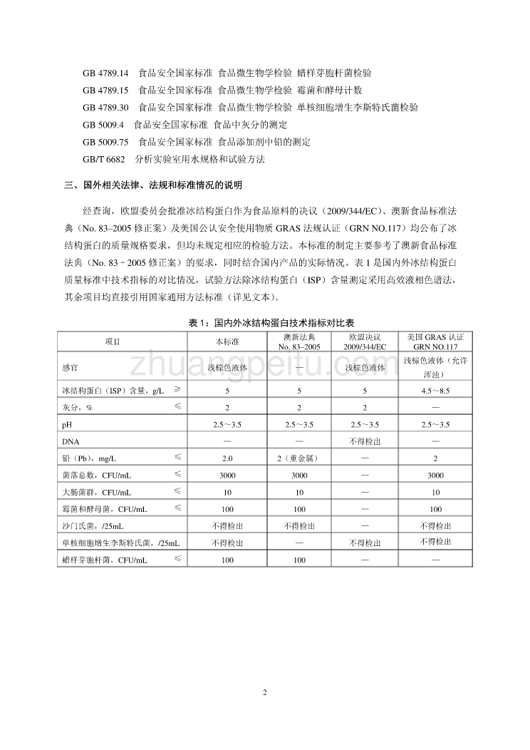 《食品安全国家标准 食品添加剂 冰结构蛋白》编制说明_第2页