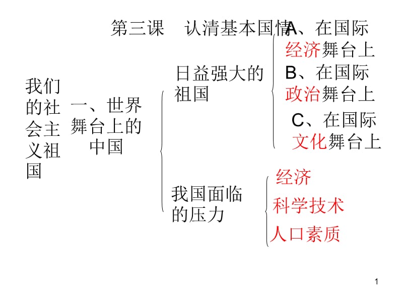 九年级政治认清基本国情PPT教学课件_第1页