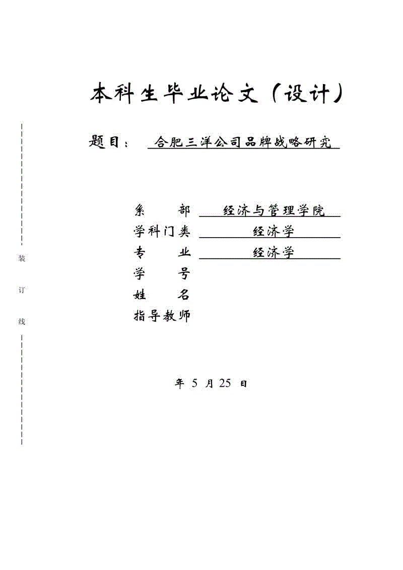 合肥三洋公司品牌戰(zhàn)略研究論文