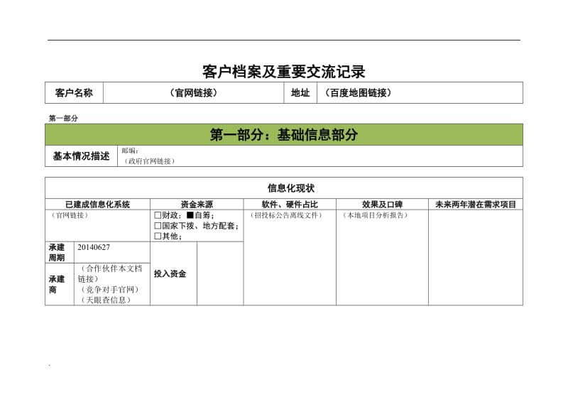 客户档案及重要交流记录模板WORD版_第1页