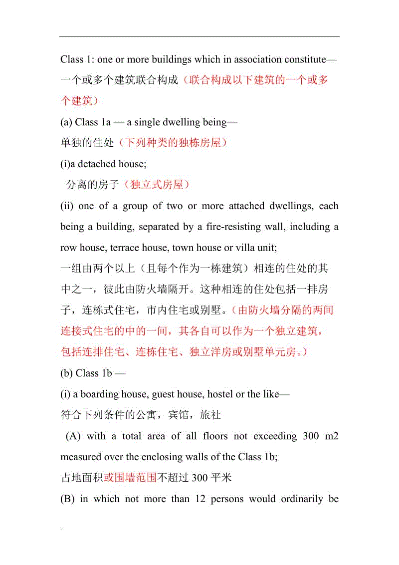 澳大利亞建筑規(guī)范分類BCA中英文word文檔