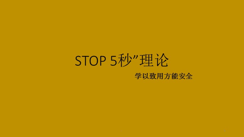 (优质文档)STOP5秒培训PPT演示课件_第1页