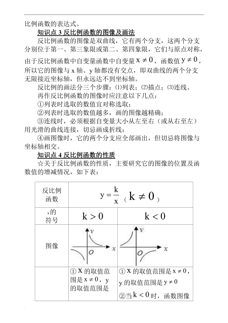 反比例函数知识点总结word文档_第2页