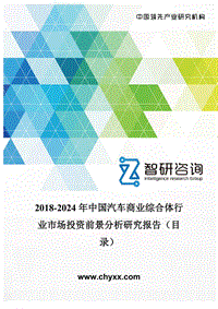 2018-2024年中國汽車商業(yè)綜合體行業(yè)市場投資前景分析研究報(bào)告(目錄)