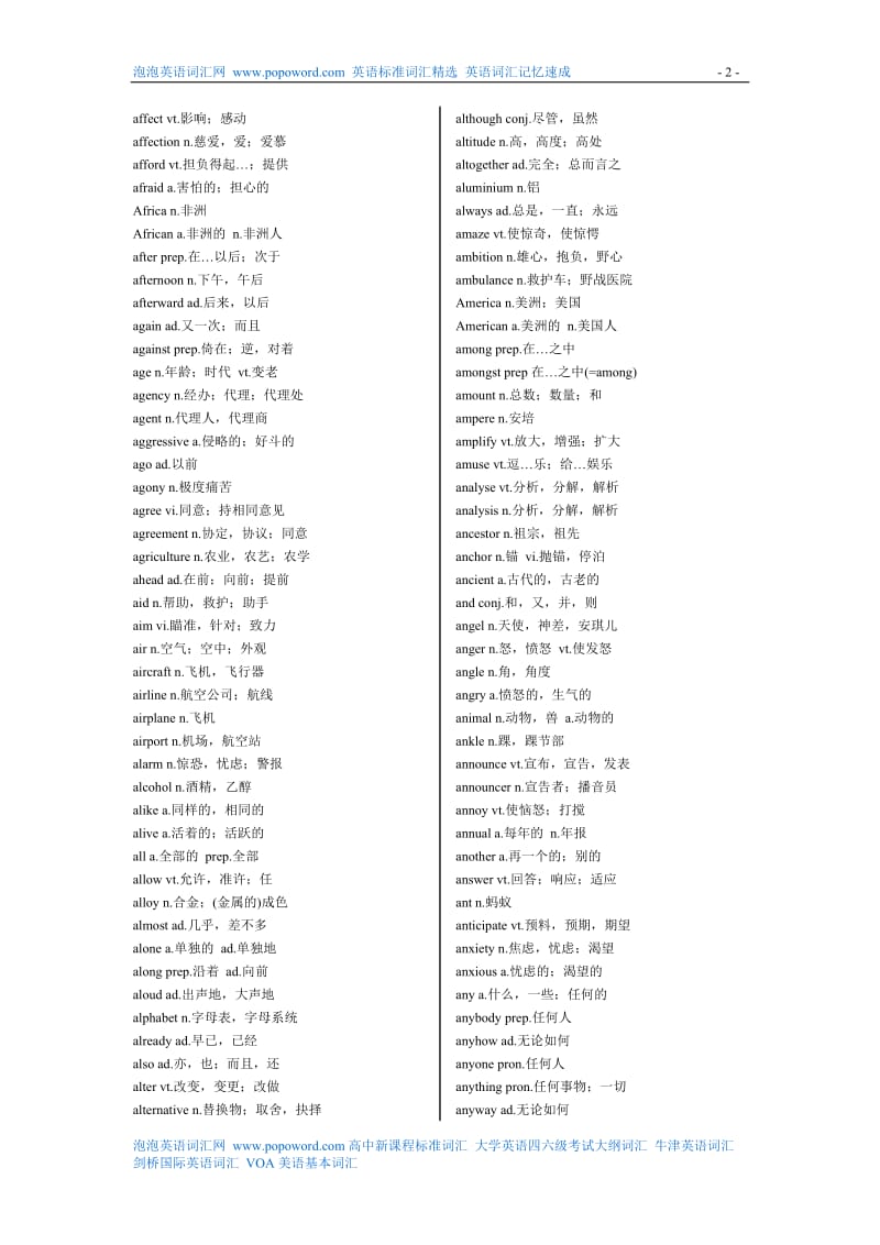 12年英语四六级词汇表(完全版)_第2页