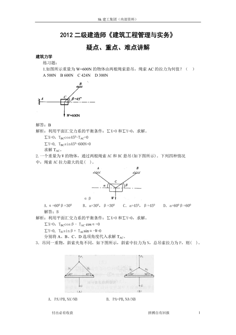 2012年二级建造师建筑实务重点_第1页