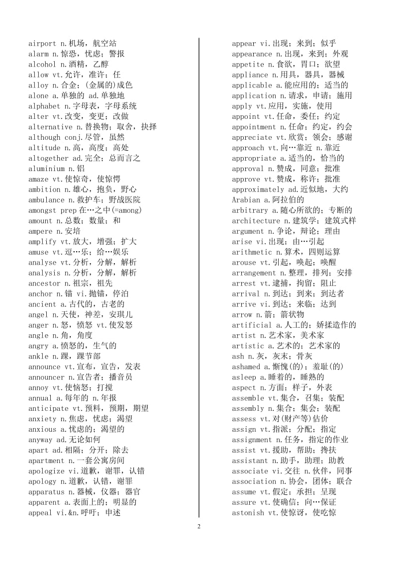 2011四六高频词汇打印版_第2页