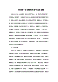 如何做一名合格黨支部書記發(fā)言稿