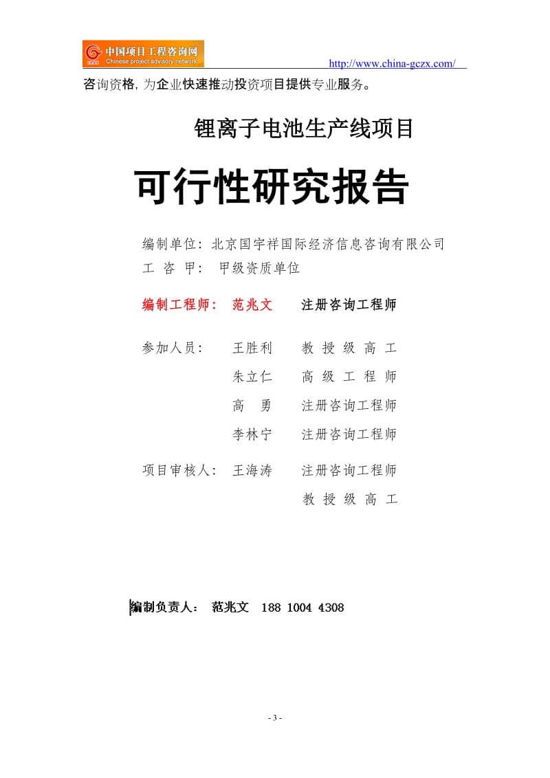 锂离子电池生产线项目可行性研究报告（申请报告备案）_第3页