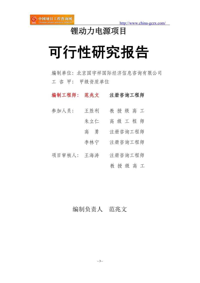 锂动力电源项目可行性研究报告（申请报告）_第3页