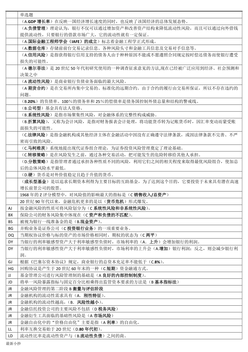 2018电大金融风险管理期末复习小抄_第1页