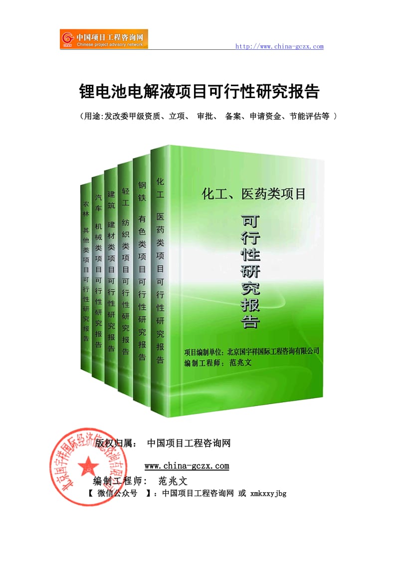 锂电池电解液项目可行性研究报告（申请报告）_第1页