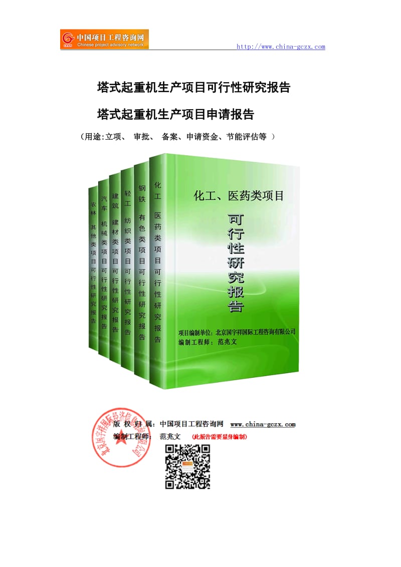 塔式起重机生产项目可行性研究报告（立项备案）_第1页