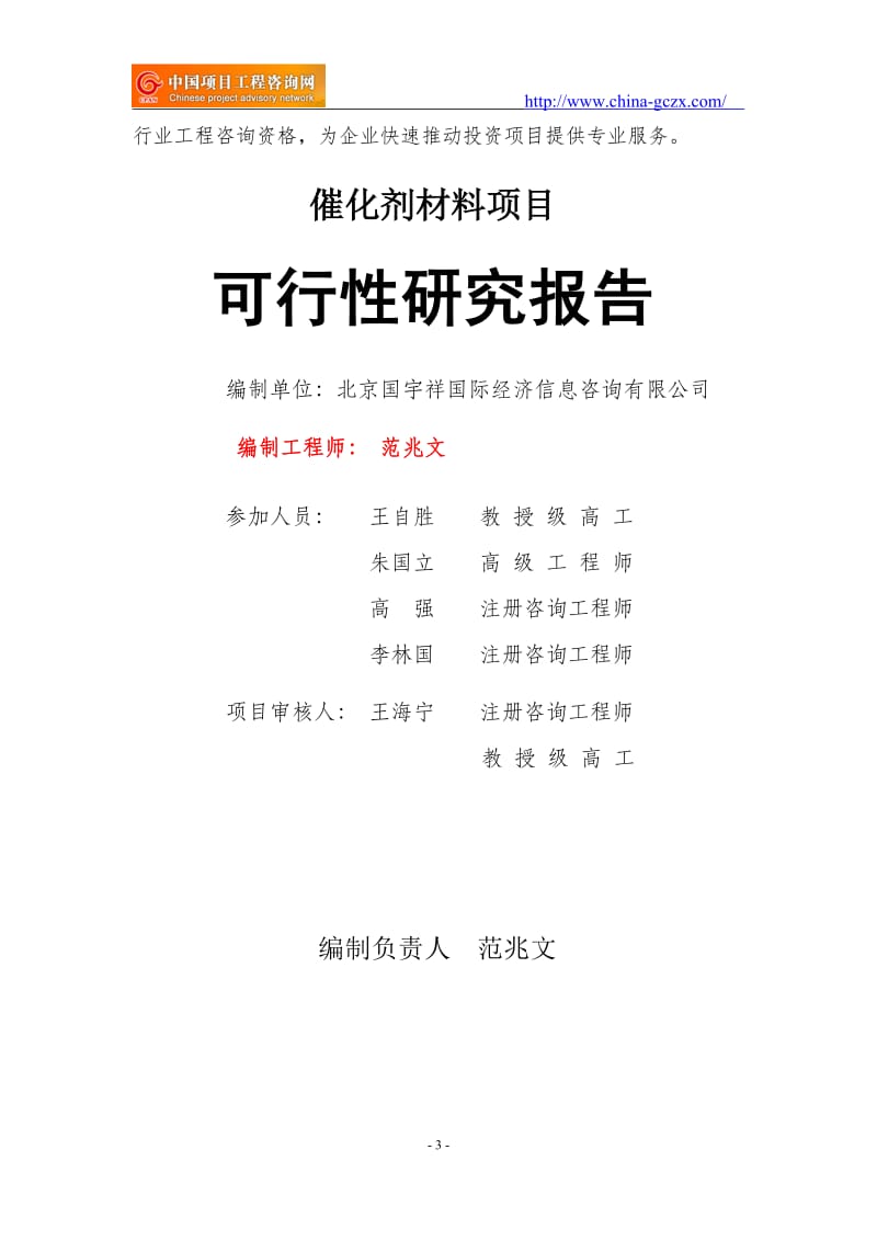 催化剂材料项目可行性研究报告（申请备案审核）_第3页