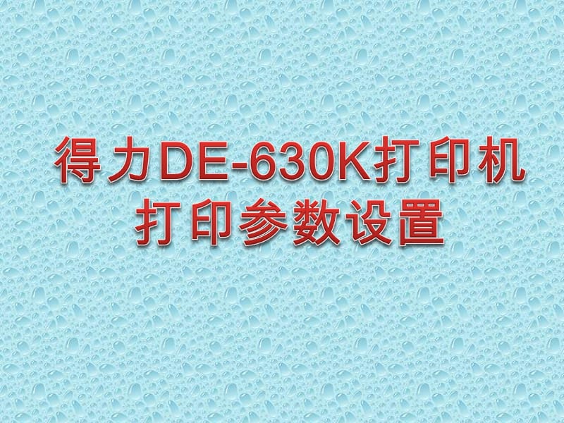 得力DE-630K打印机参数设置PPT演示课件_第1页