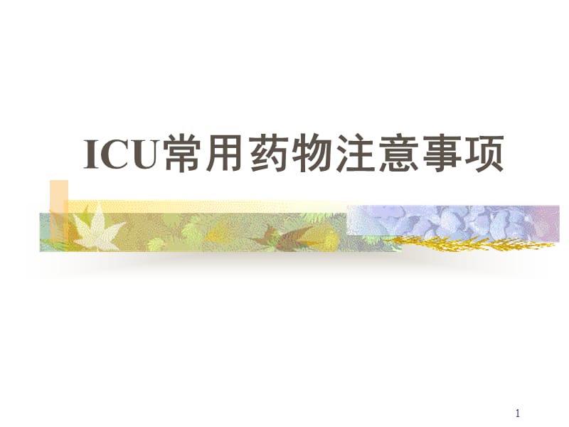 ICU常用药物使用注意事项PPT演示课件_第1页