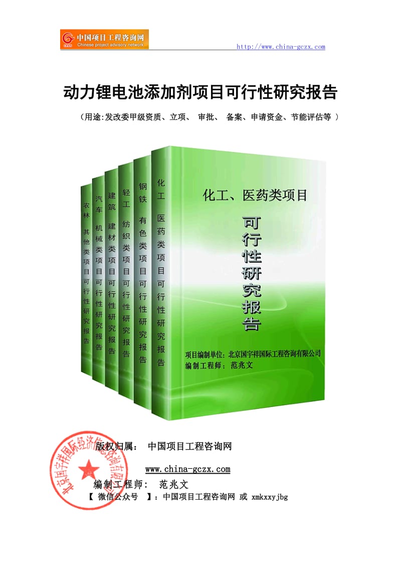 动力锂电池添加剂项目可行性研究报告（项目申请报告备案）_第1页