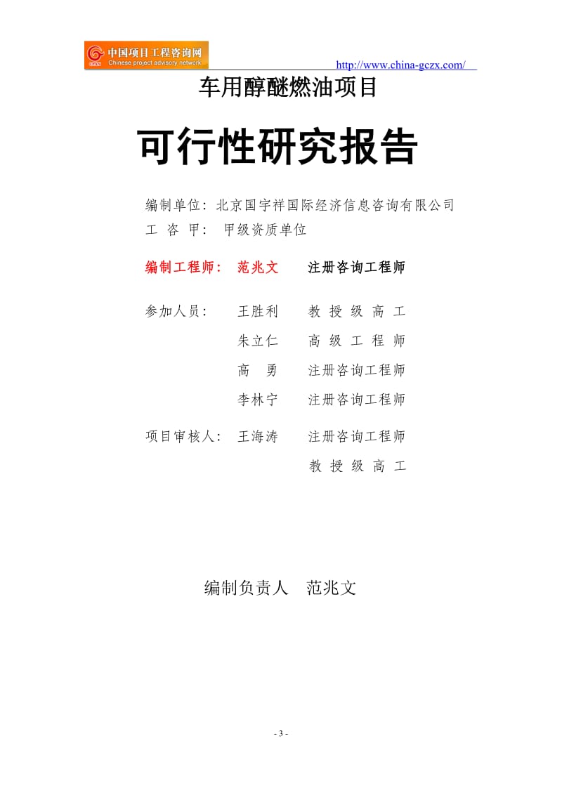 车用醇醚燃油项目可行性研究报告（项目申请报告备案）_第3页