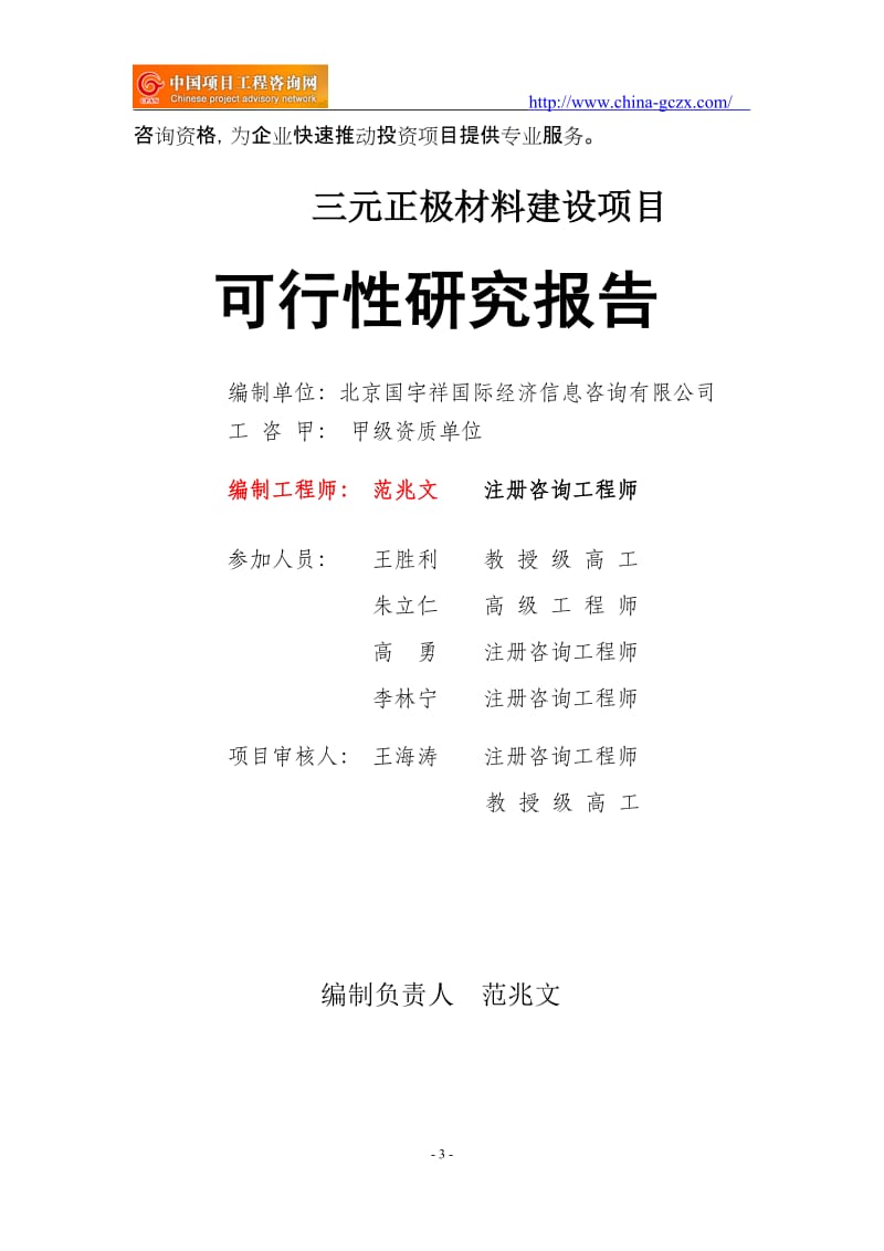 三元正极材料建设项目可行性研究报告（申请报告备案）_第3页