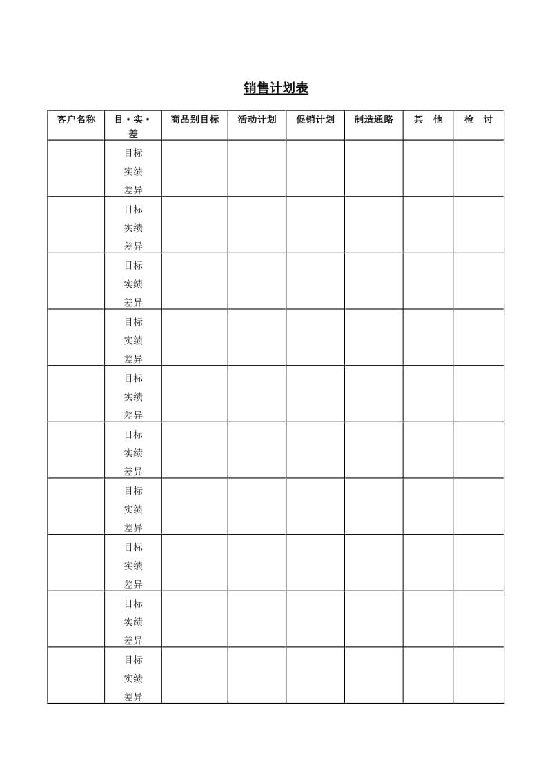 (市场开发表)销售计划表_第1页