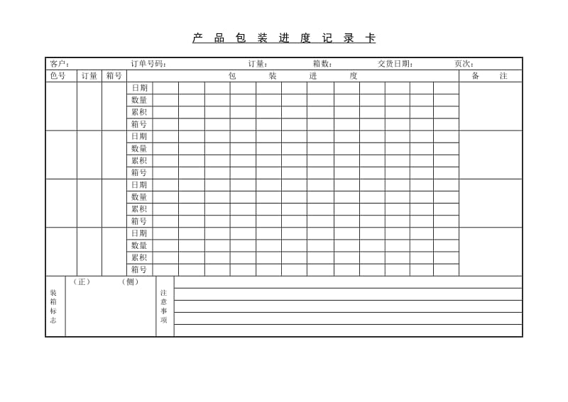 (生产管理)产品包装进度记录卡_第1页