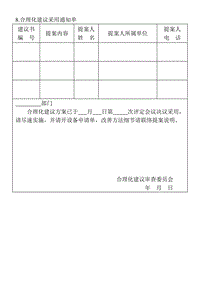 (提案管理表格)合理化建議采用通知單