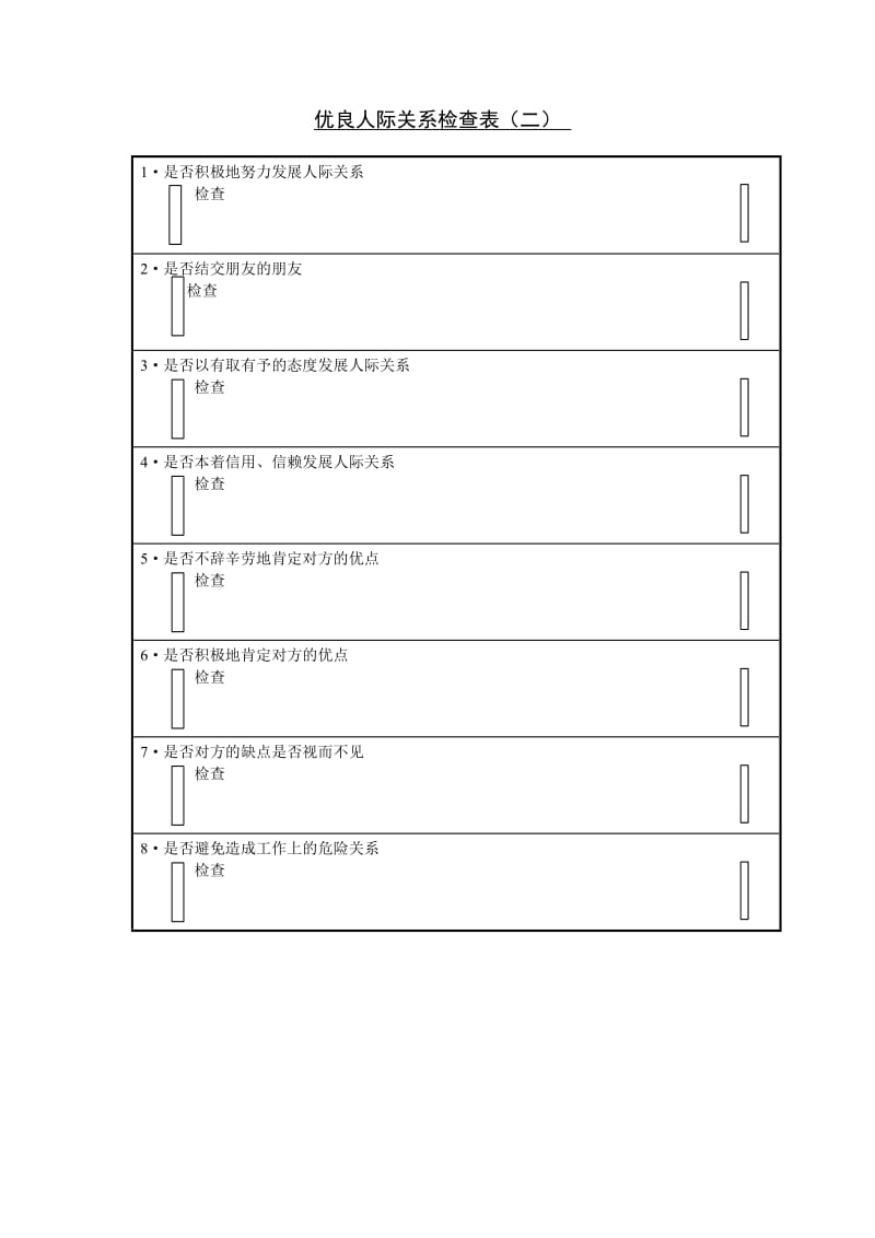 (市场分析)优良人际关系检查表（二）_第1页