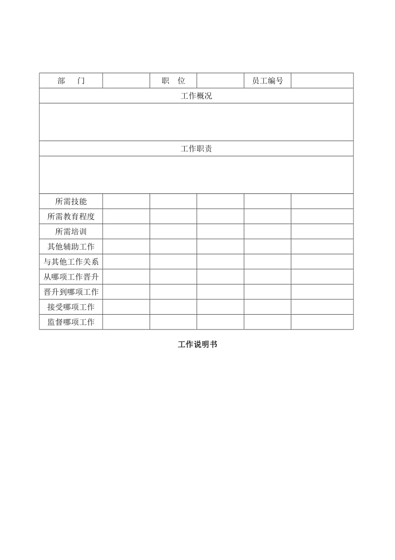 (办公文书及表格)工作说明书_第1页