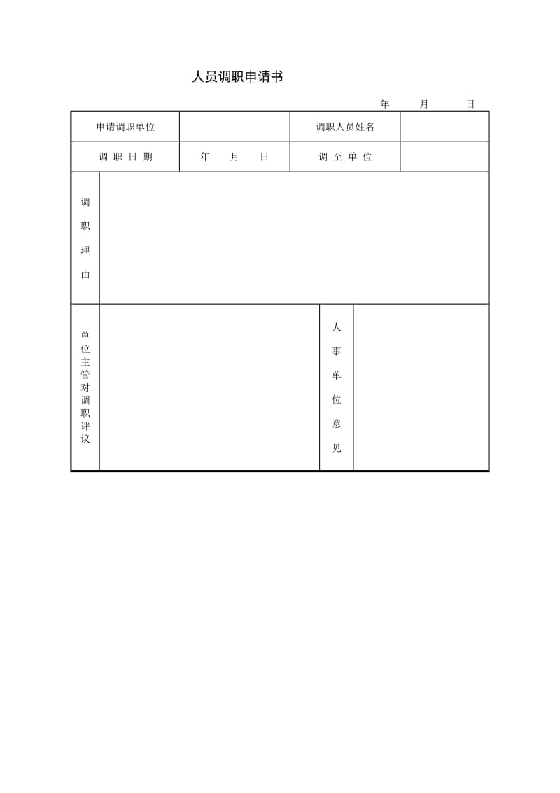 (人事管理表格)人员调职申请书_第1页