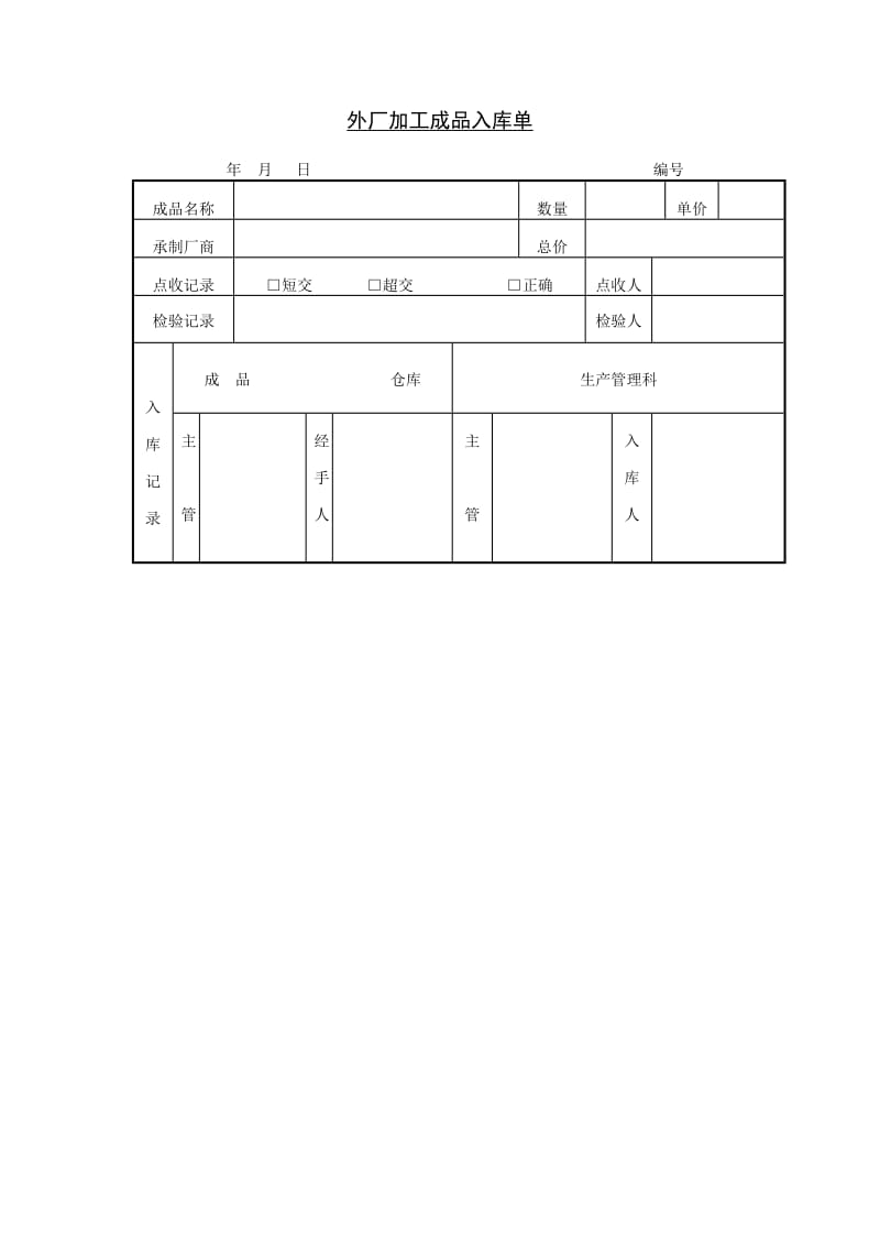 外厂加工成品入库单_第1页