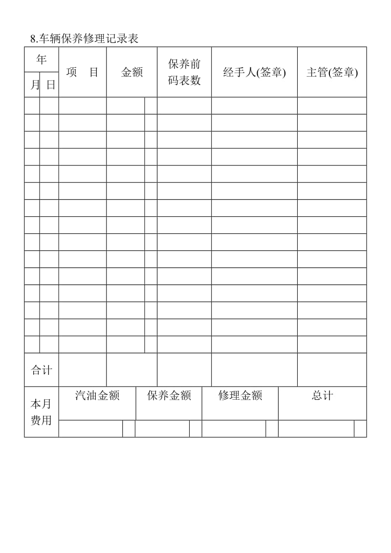 (企业车辆管理表格)车辆保养修理记录表_第1页