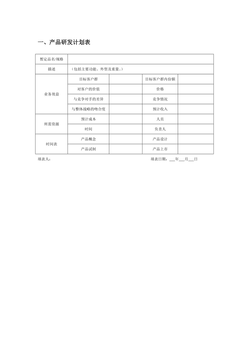 (产品技术研发)产品研发表格_第1页