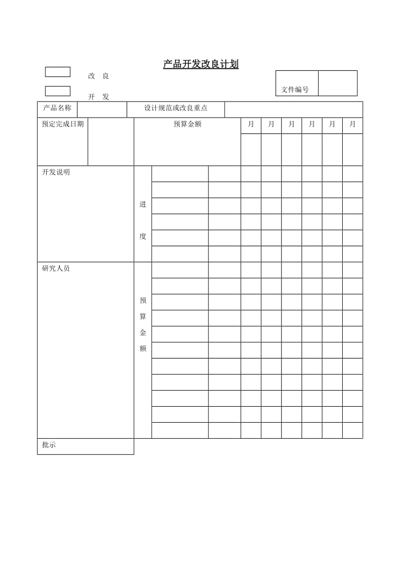 (产品技术研发)产品开发改良计划_第1页