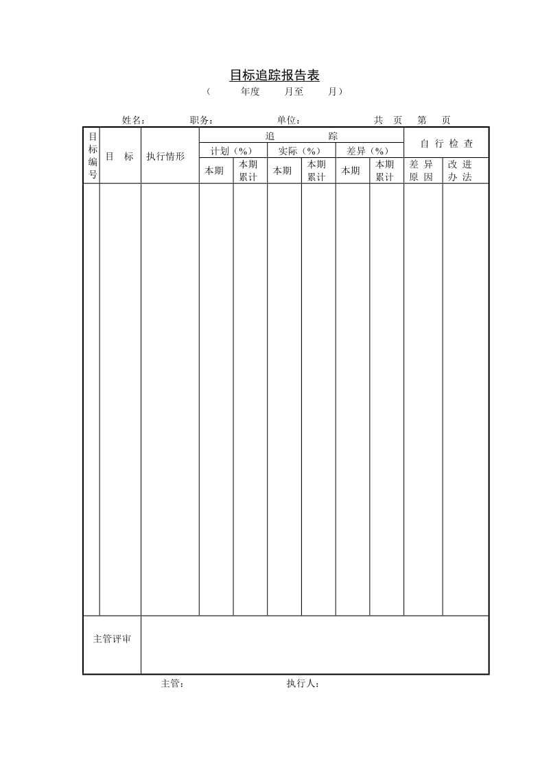 (生产管理)目标追踪报告表_第1页