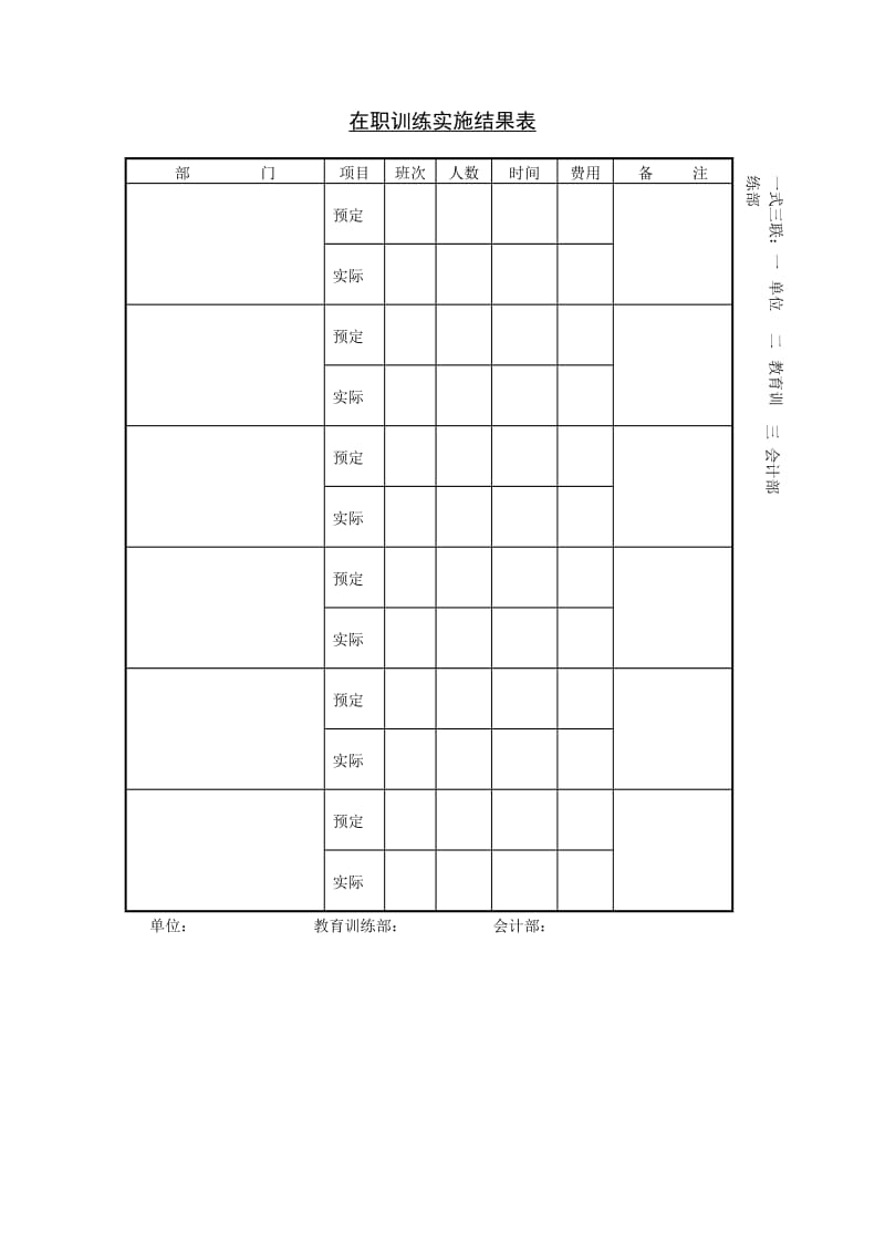 (员工培训)在职训练实施结果表_第1页