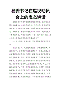 縣委書記在巡視動員會上的表態(tài)講話