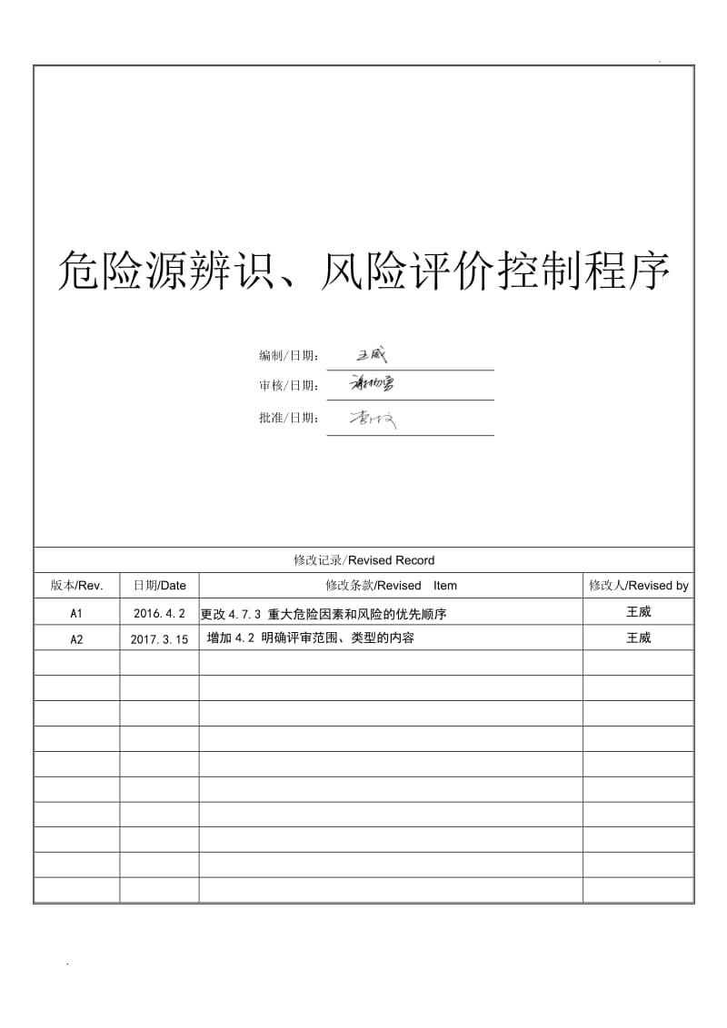 危险源辨识、风险评价控制程序word_第1页