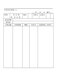 (會議管理表格)會議記錄表(二)word