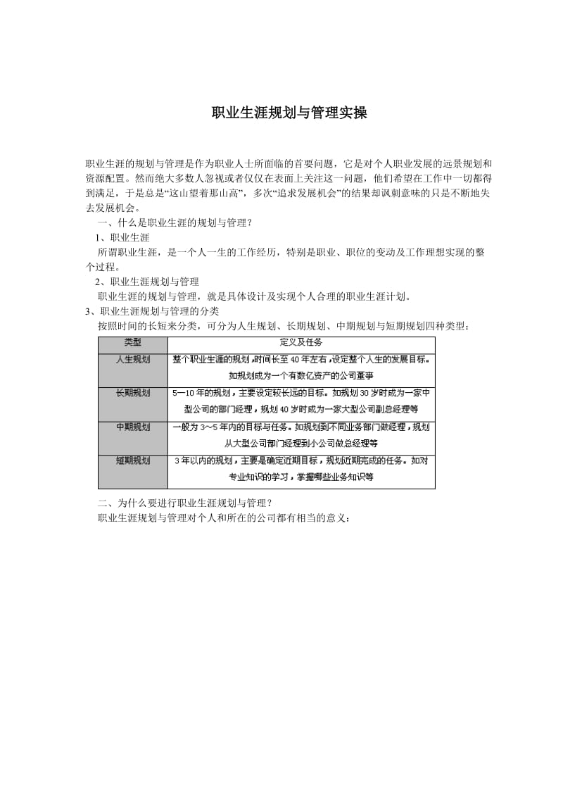 《 职 业 生 涯 规 划 与 管 理 实 操 》_第1页