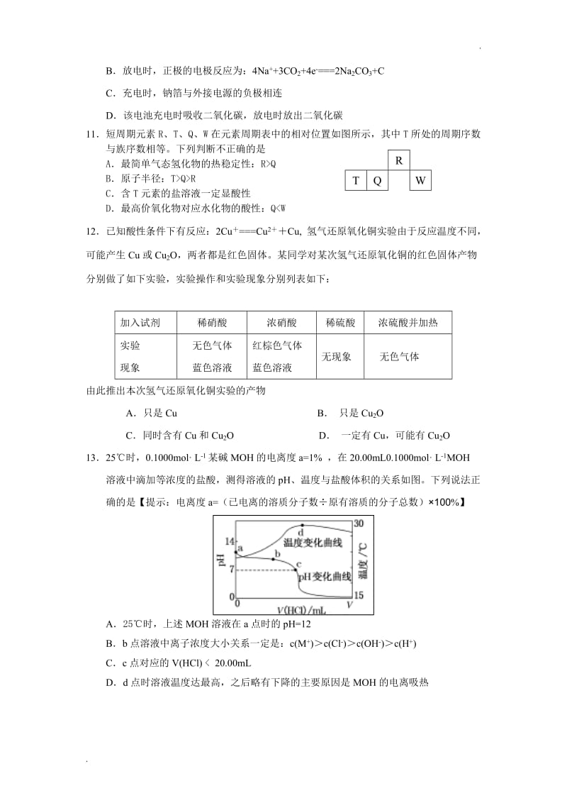 2018年4月惠州市高三模拟考化学试题和参考答案word_第2页