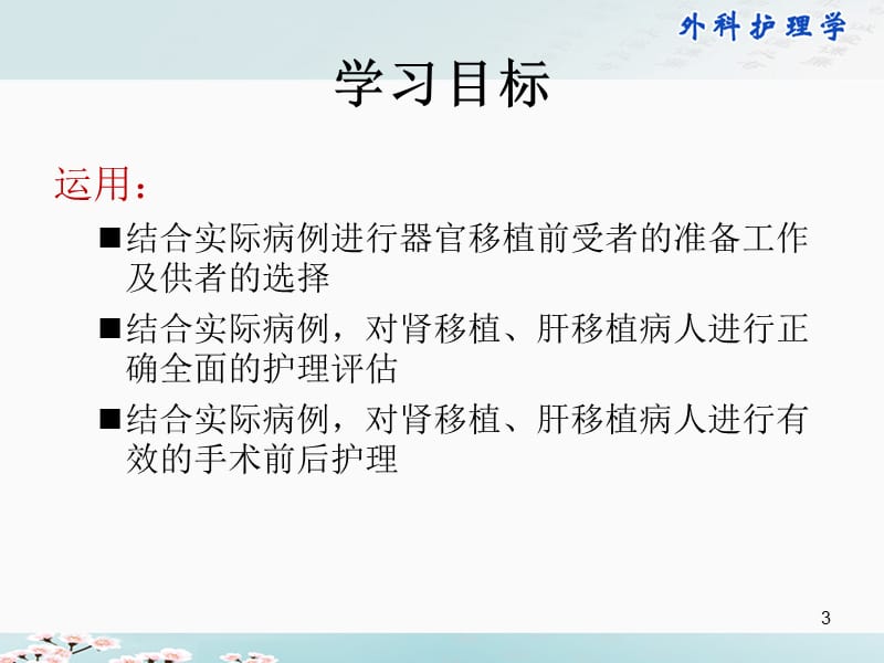 器官移植病人的护理 ppt课件_第3页