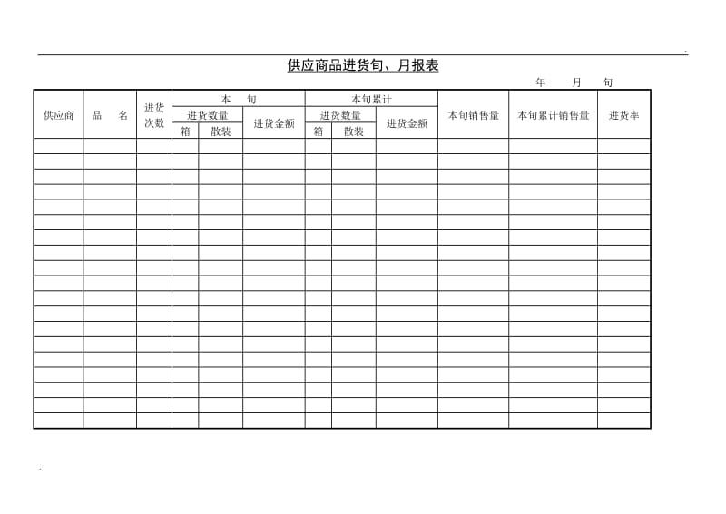 (库存月报表)供应商品进货旬、月报表_第1页