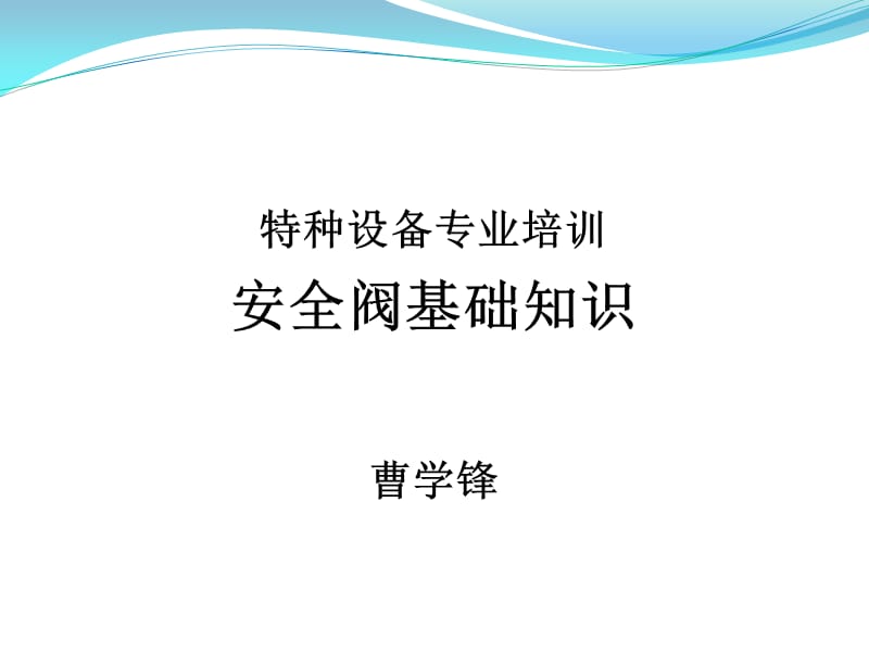 特种设备专业培训安全阀基础知识_第1页